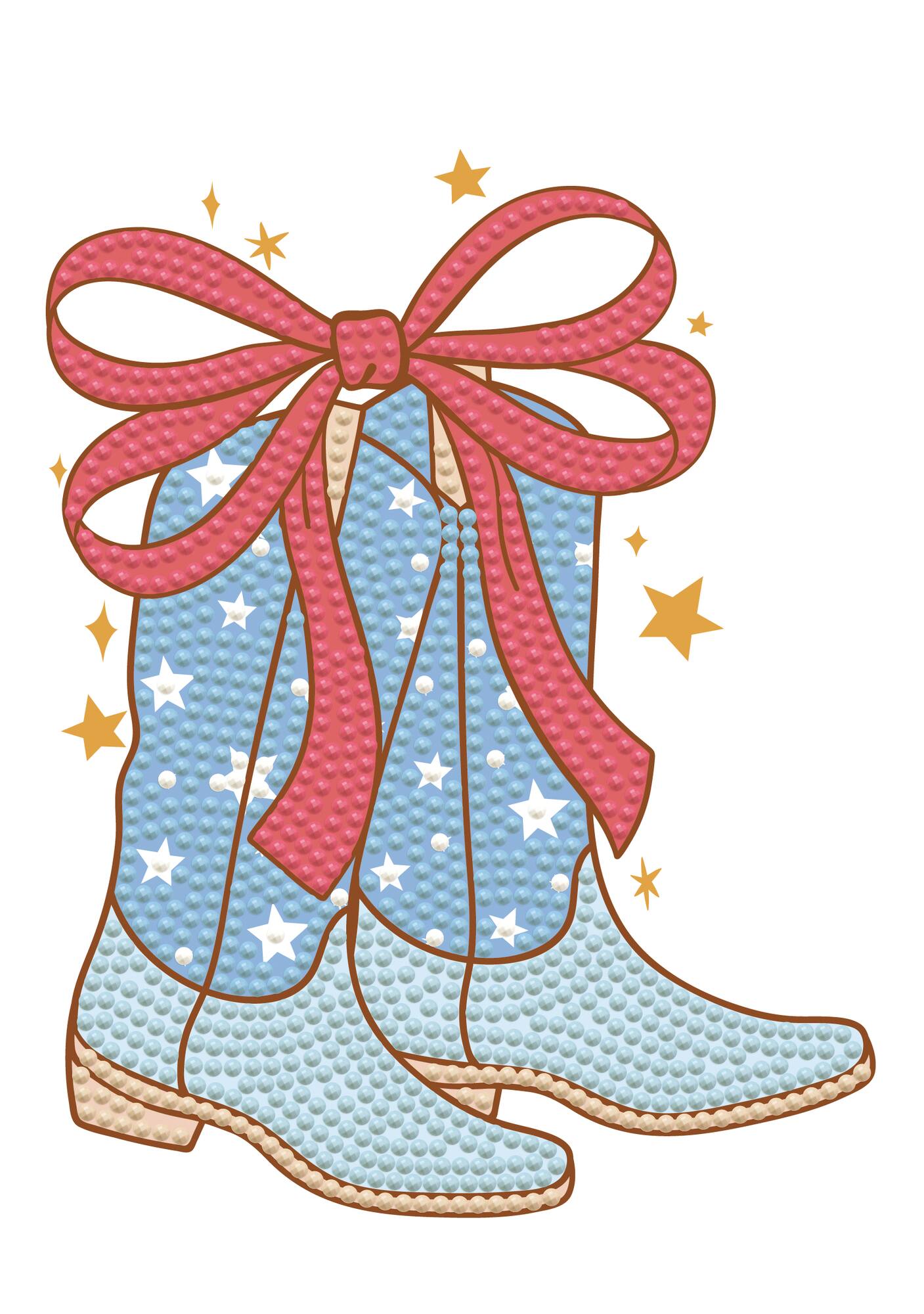 Diamond Dotz® Red, White & Blue Cowgirl Boots Iron-On 'n' Dot Kit